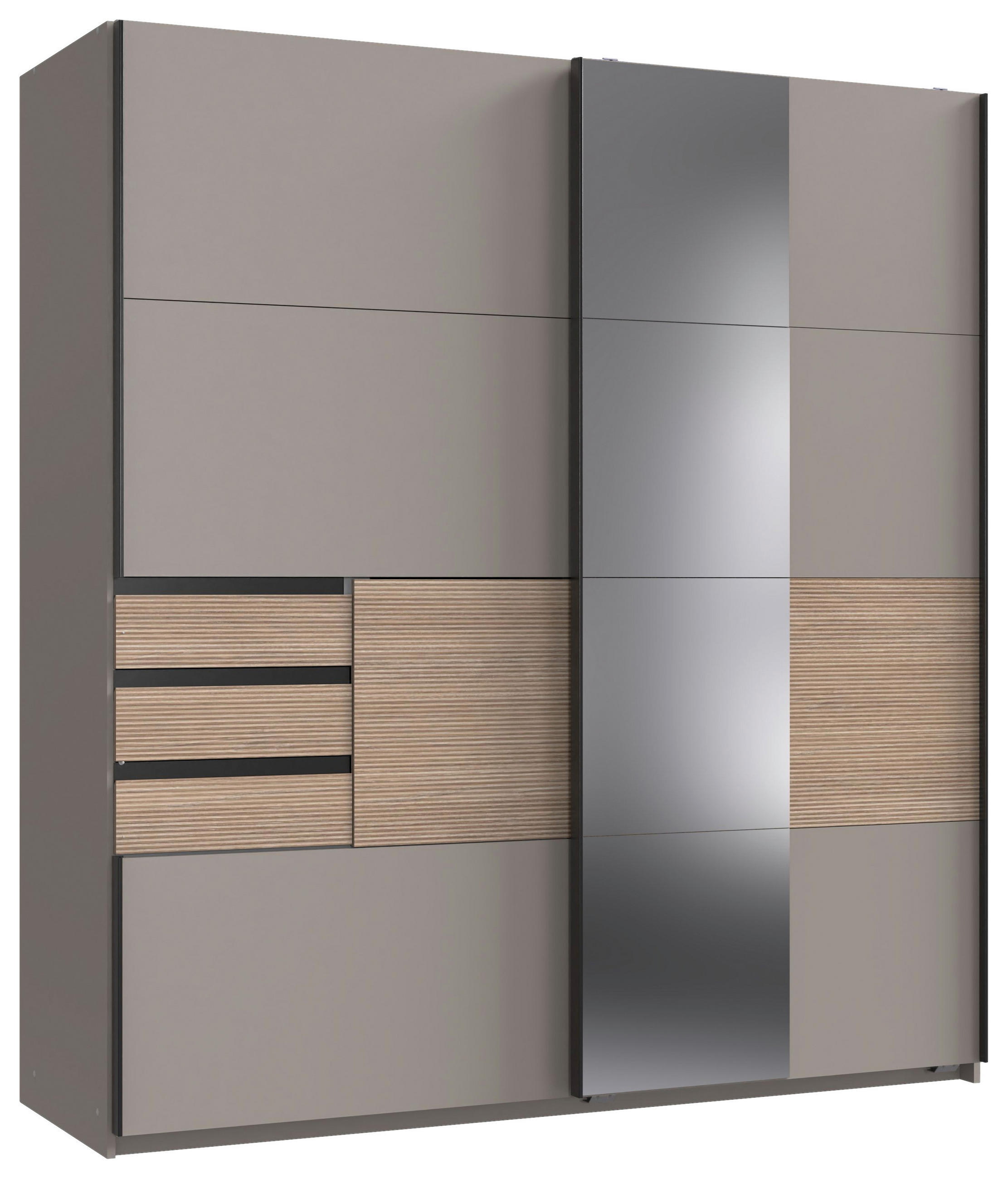 ORMAR S KLIZNIM VRATIMA Sahara, boje hrasta   - boje hrasta/crna, Moderno, staklo/drvni materijal (180/198/65cm) - Hom`in