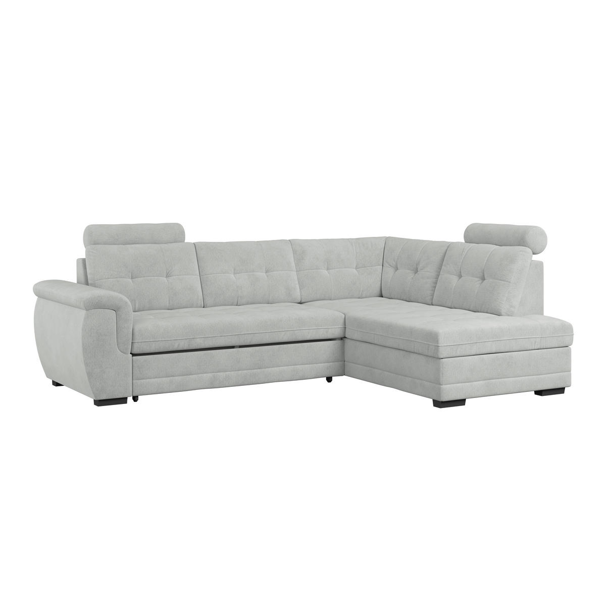 ECKSOFA  Mikrofaser, Struktur Grauweiss  - Schwarz/Grauweiss, Konventionell, Kunststoff/Textil (251/183cm) - MID.YOU