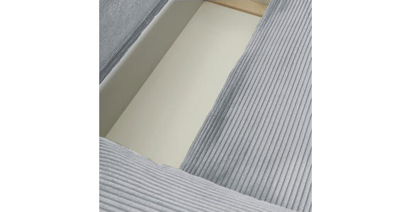 ECKSOFA Hellgrau Cord  inkl. Rückenkissen, Schlaffunktion, Rücken echt, Stauraum, Liegefläche im Originalstoff  - Hellgrau/Schwarz, KONVENTIONELL, Kunststoff/Textil (266/180cm) - Carryhome
