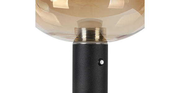 AKKU-TISCHLEUCHTE 20/42 cm  - Bernsteinfarben/Schwarz, Design, Glas/Kunststoff (20/42cm) - Dieter Knoll