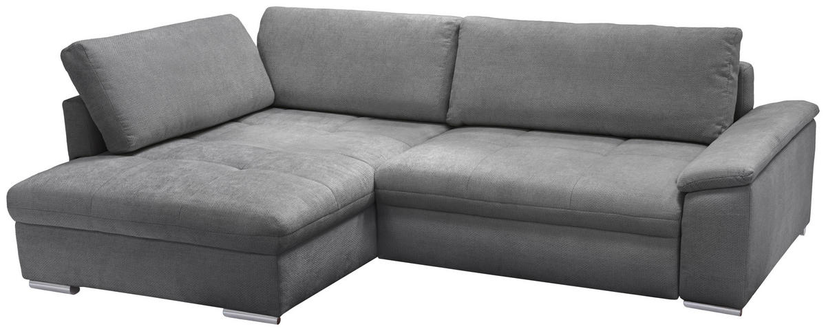 ECKSOFA in Struktur, Chenille Grau  - Silberfarben/Hellgrau, Design, Textil/Metall (178/268cm) - Livetastic