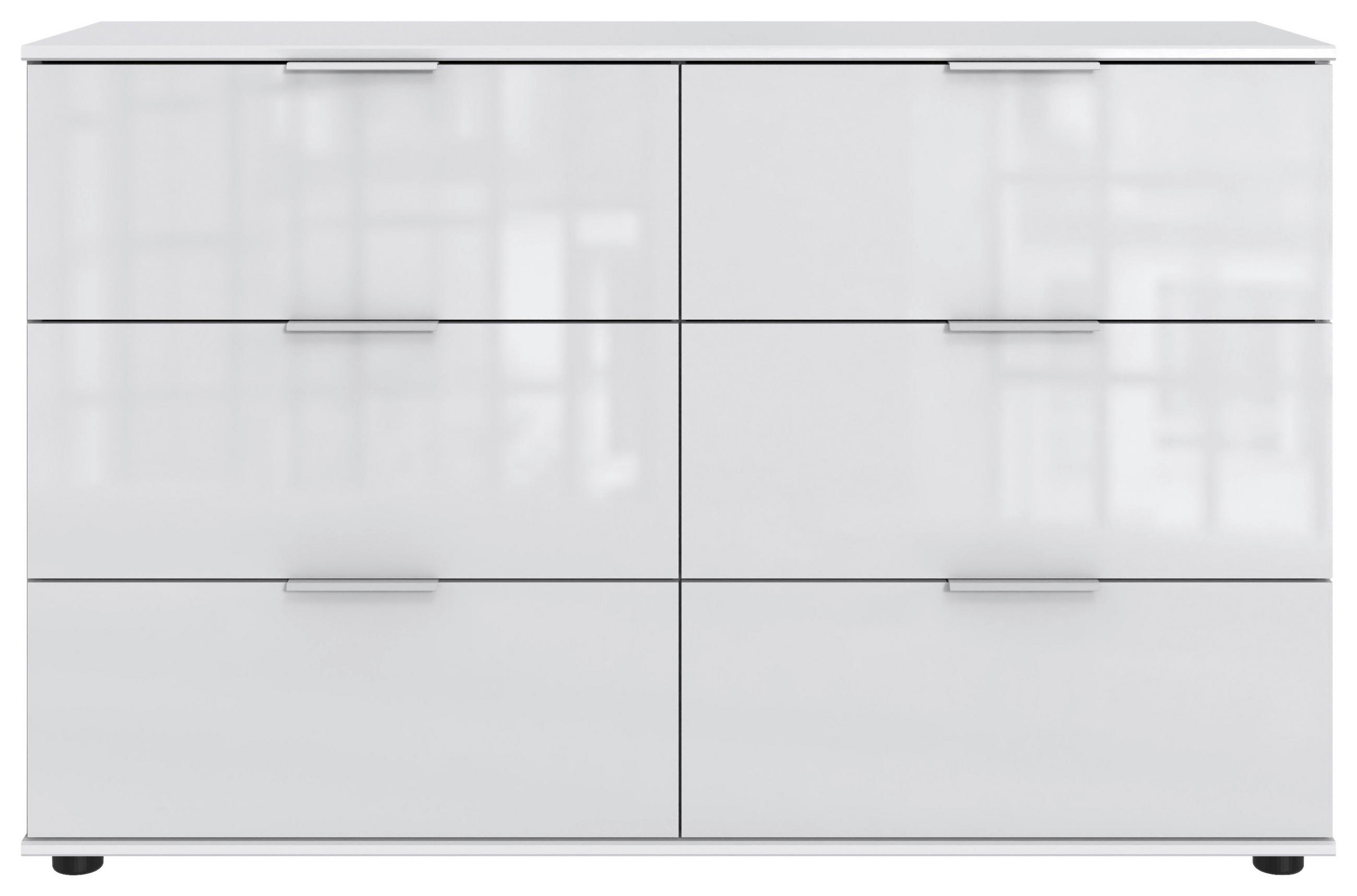 KOMMODE 130/83/41 cm 6 Schublade(n)  - Weiss/Silberfarben, Konventionell, Glas/Holzwerkstoff (130/83/41cm) - Boxxx
