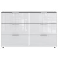KOMMODE , 130/83/41 cm, 6 Schublade(n)  - Silberfarben/Schwarz, KONVENTIONELL, Glas/Holzwerkstoff (130/83/41cm) - Boxxx