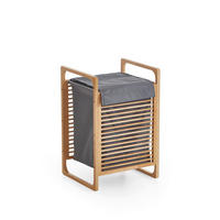 WÄSCHEKORB - Eichefarben/Grau, Design, Holzwerkstoff/Textil (31,8/75,5/60,6cm) - MID.YOU