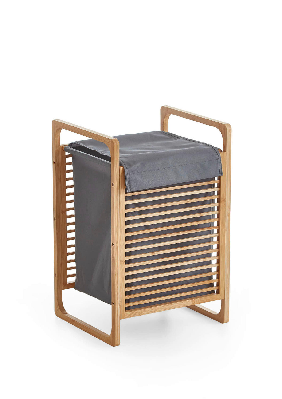 WÄSCHEKORB - Eichefarben/Grau, Design, Holzwerkstoff/Textil (31,8/75,5/60,6cm) - MID.YOU