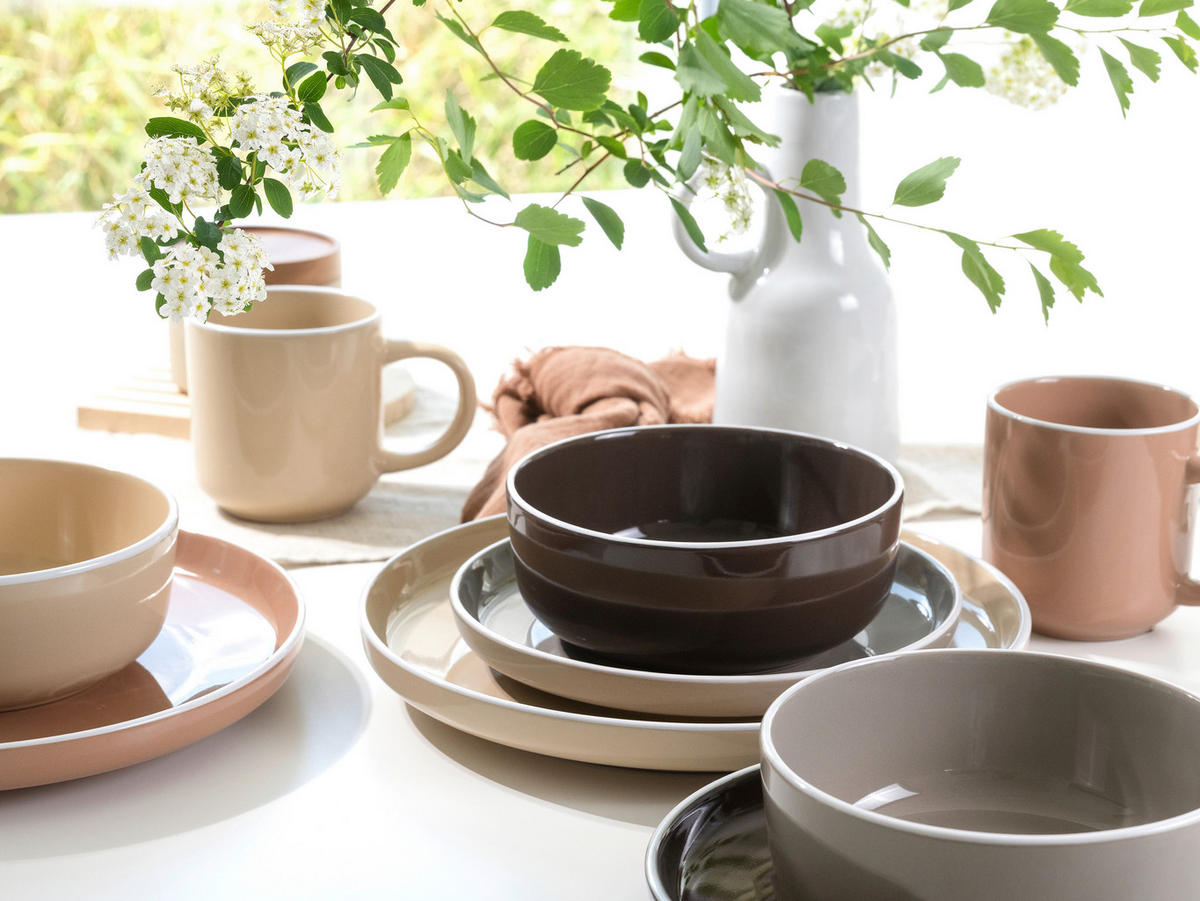 KOMBISERVICE Beige, Hellbraun, Mokka, Karamell Nordic Mocha Mousse 16-teilig 4 Personen  - Hellbraun/Beige, Basics, Keramik - Creatable