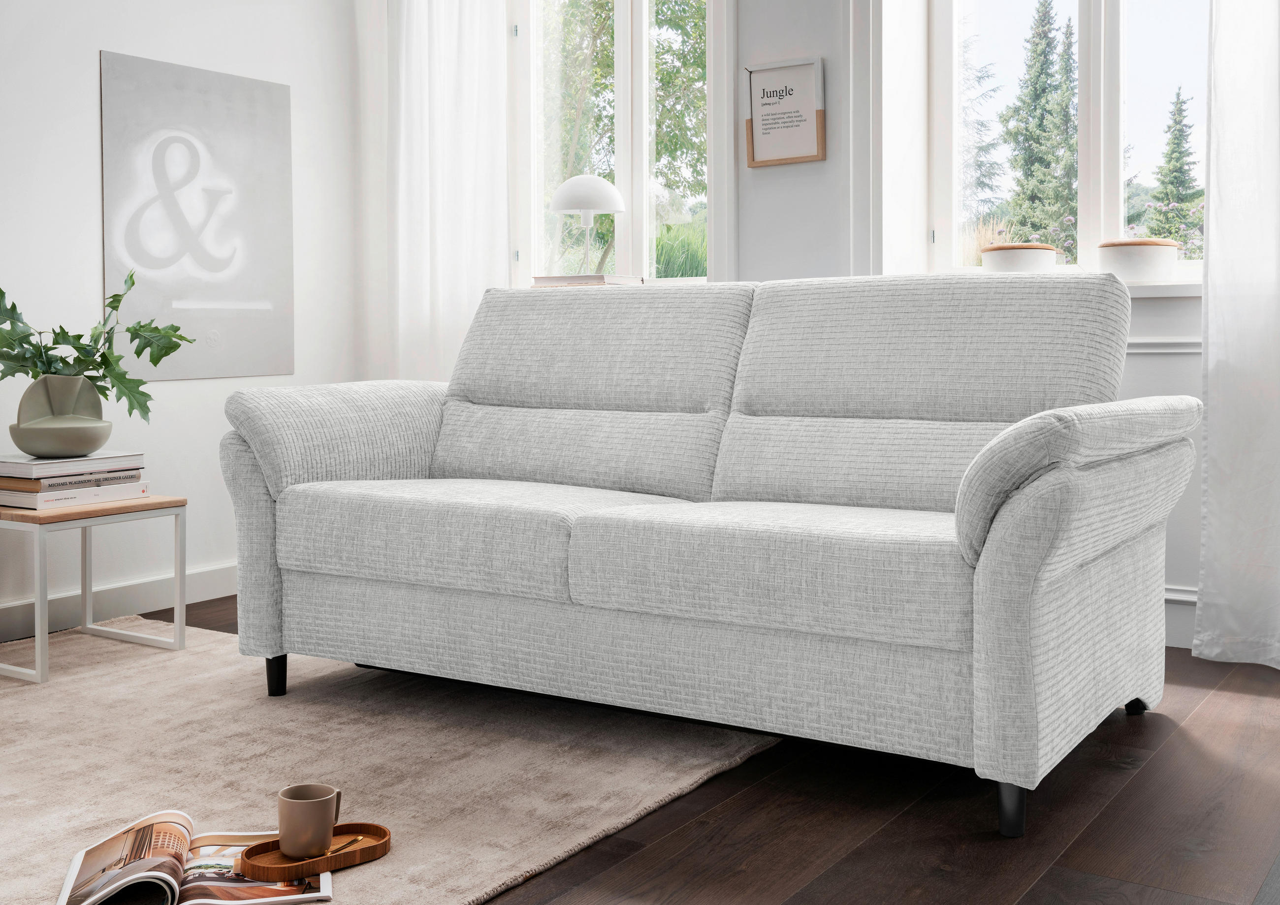 3-SITZER-SOFA in Mikrofaser Weiß  - Schwarz/Weiß, MODERN, Holz/Textil (192/90/89cm) - Livetastic