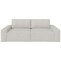 SCHLAFSOFA  mit Liegefunktion, Schlafen auf Sitzhöhe, Rücken echt Webstoff Creme  - Creme/Schwarz, KONVENTIONELL, Kunststoff/Textil (256/83/115cm) - Carryhome