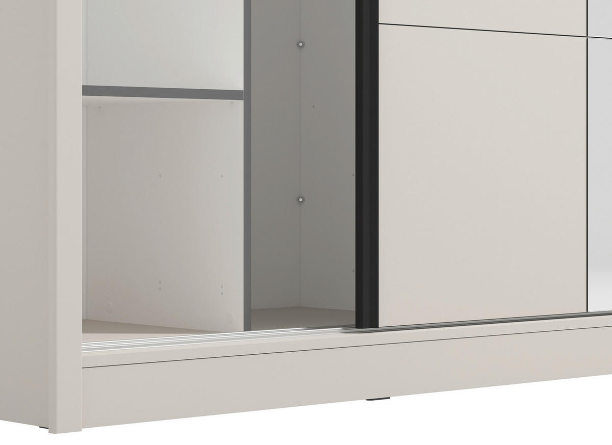 SCHIEBETÜRENSCHRANK 205/215,5/60 cm 2-türig Kaschmir  - Kaschmir/Schwarz, MODERN, Holzwerkstoff/Metall (205/215,5/60cm) - MID.YOU