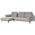 ECKSOFA in Webstoff Graubraun  - Graubraun/Schwarz, Natur, Textil (182/277cm) - Valnatura