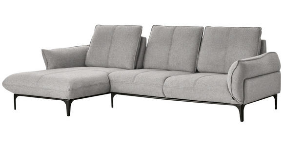 ECKSOFA in Webstoff Graubraun  - Graubraun/Schwarz, Natur, Textil (182/277cm) - Valnatura