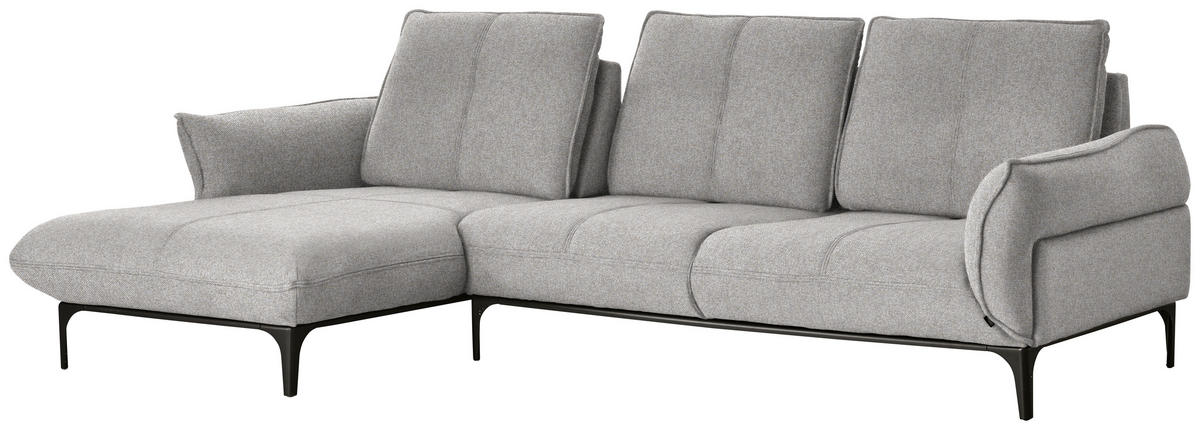 ECKSOFA in Webstoff Graubraun  182/277 cm  - Graubraun/Schwarz, Natur, Textil (182/277cm) - Valnatura