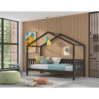 HAUSBETT Rollrost 90/200 cm  in Anthrazit  - Anthrazit/Naturfarben, ROMANTIK / LANDHAUS, Holz (90/200cm) - Vipack