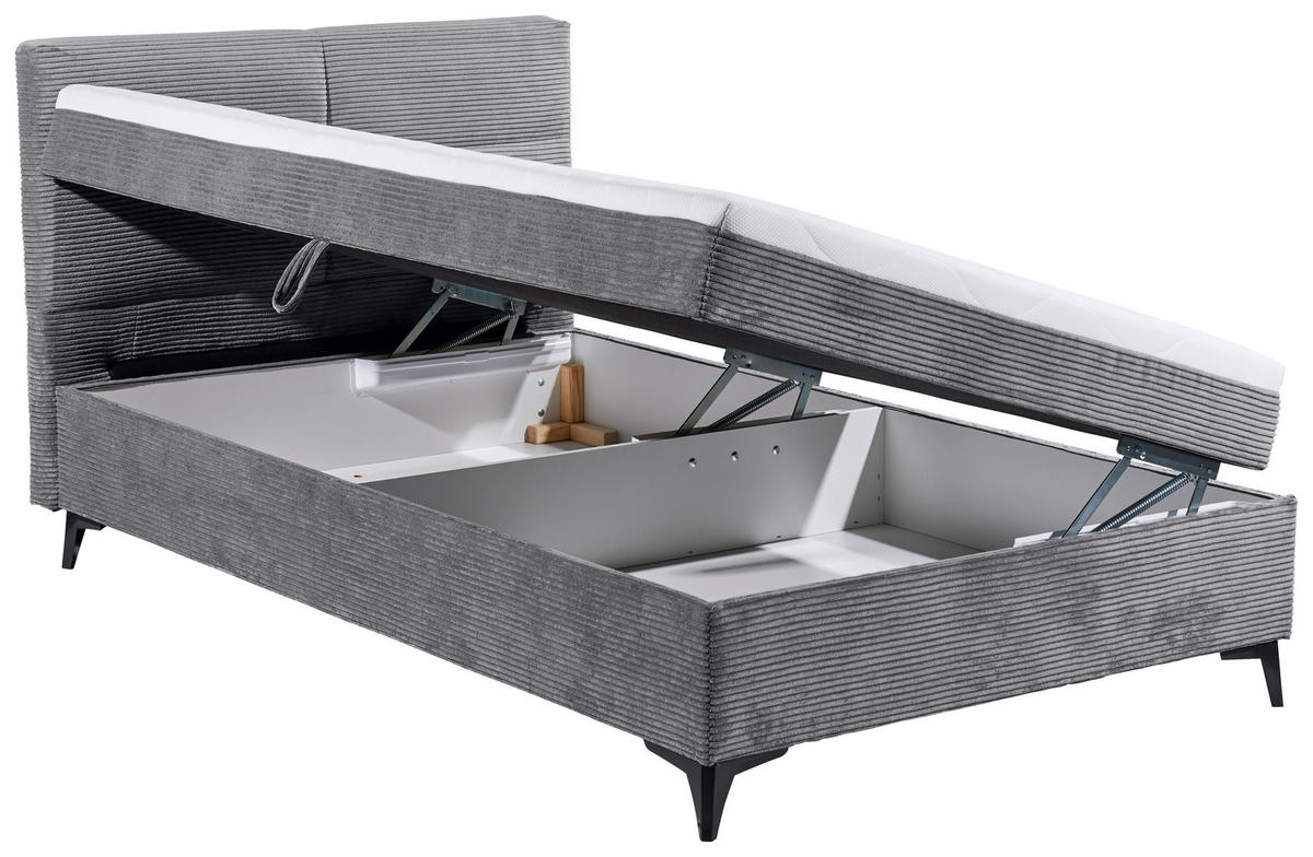 BOXBETT 120/200 cm  in Grau  - Schwarz/Grau, Modern, Holzwerkstoff/Kunststoff (120/200cm) - MID.YOU