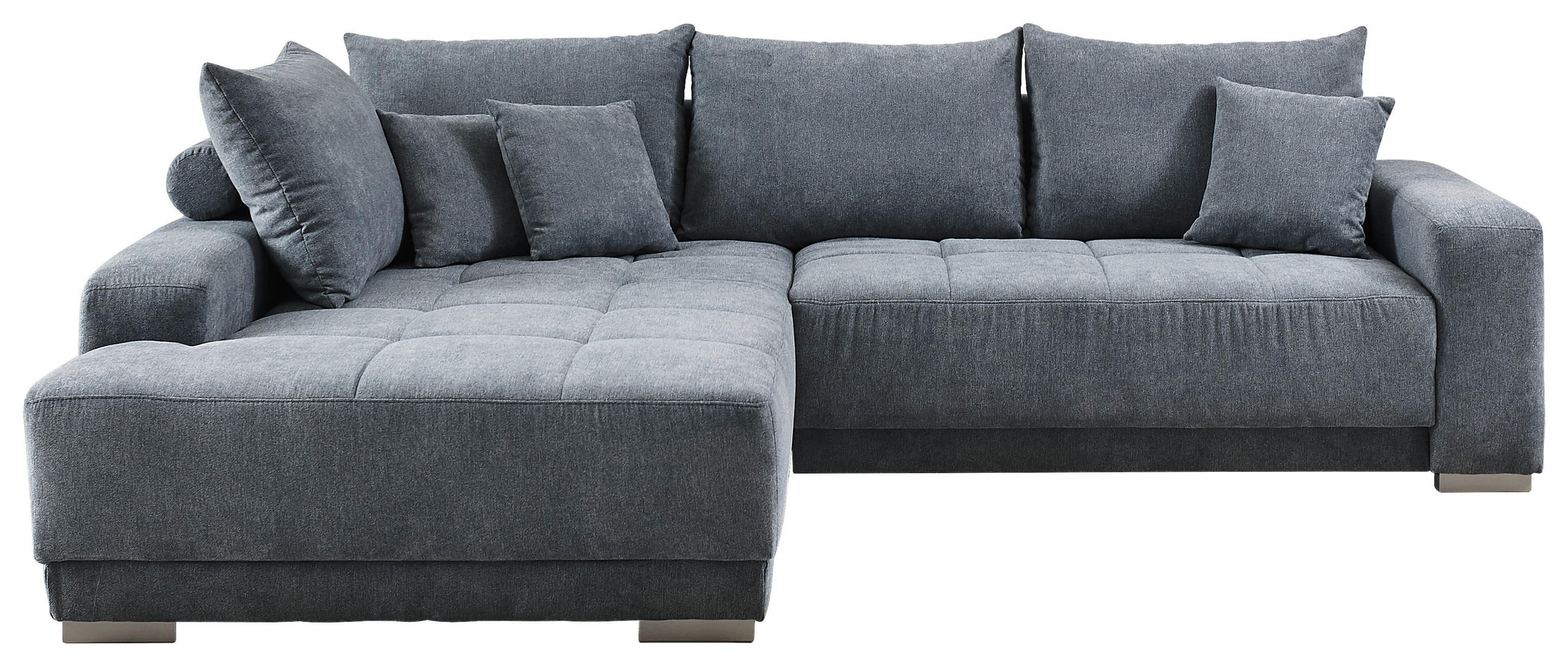 Wohnlandschaft inkl.Funktionen Blau, Grau Webstoff - Blau/Silberfarben, KONVENTIONELL, Holz/Textil (195/294cm) - Cantus