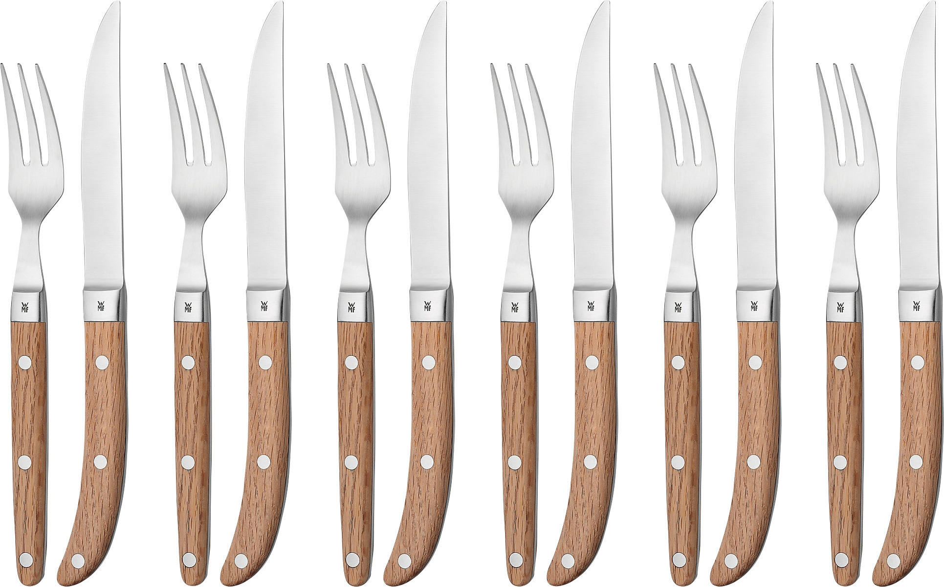 STEAKBESTECK Ranch 12-teilig   - Edelstahlfarben/Braun, Design, Holz/Metall (26/23/5.5cm) - WMF