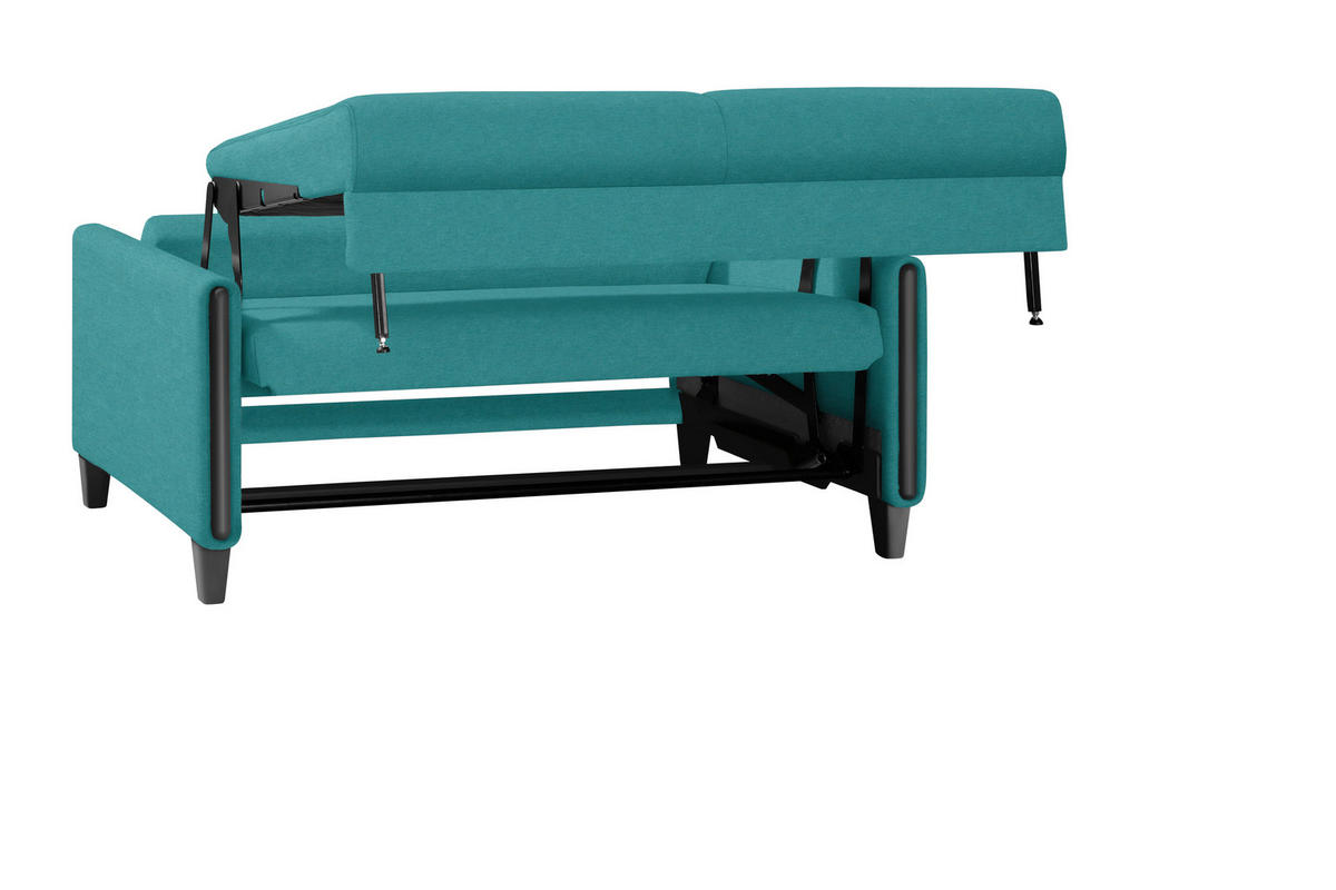 SCHLAFSOFA in Holz, Textil Schwarz, Türkis  - Türkis/Schwarz, Design, Holz/Textil (174/88/104cm) - Niels Andersson