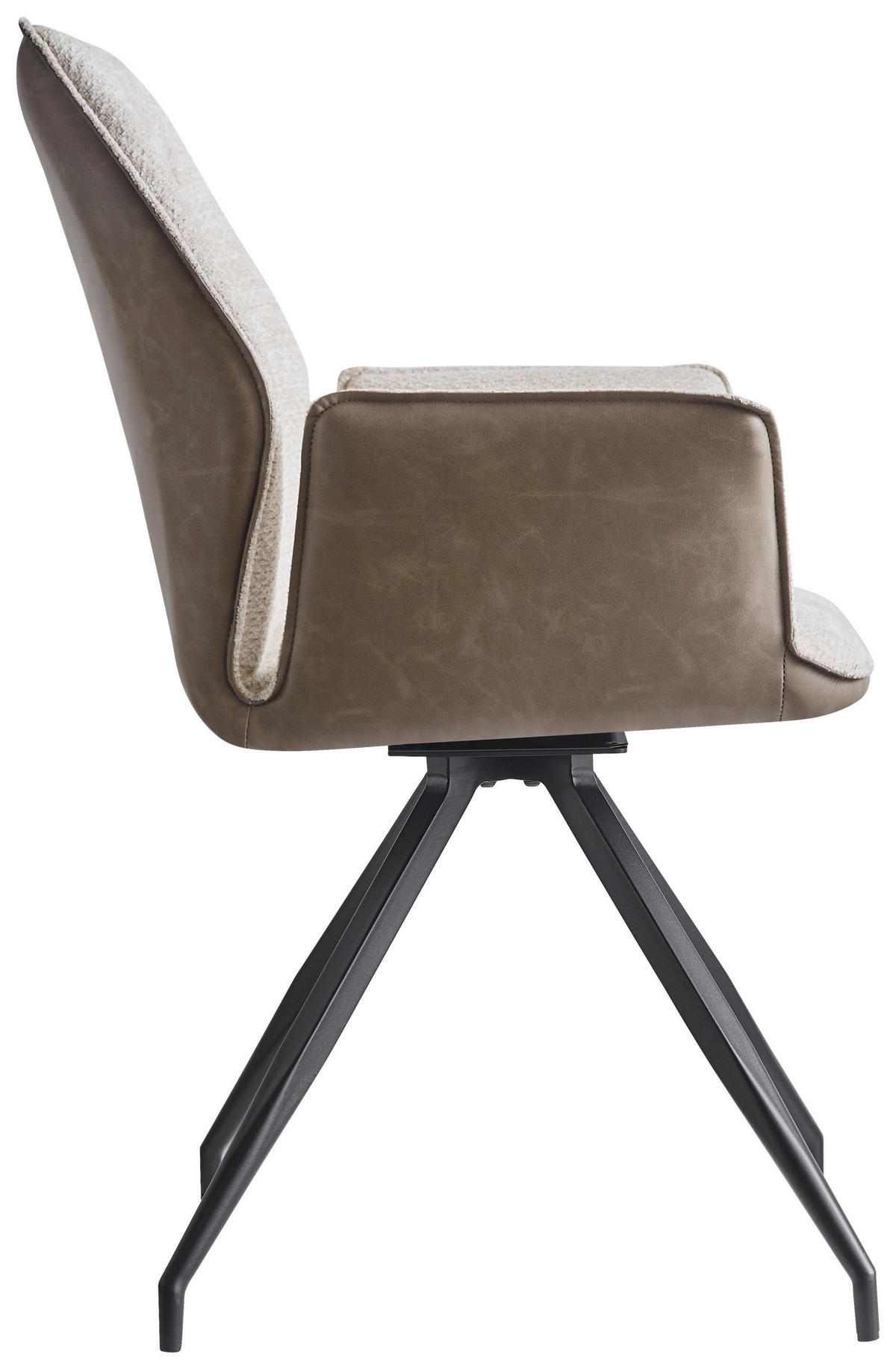 ARMLEHNSTUHL  in Eisen Lederlook, Struktur  - Beige/Schwarz, Design, Textil/Metall (63/91/60cm) - Carryhome