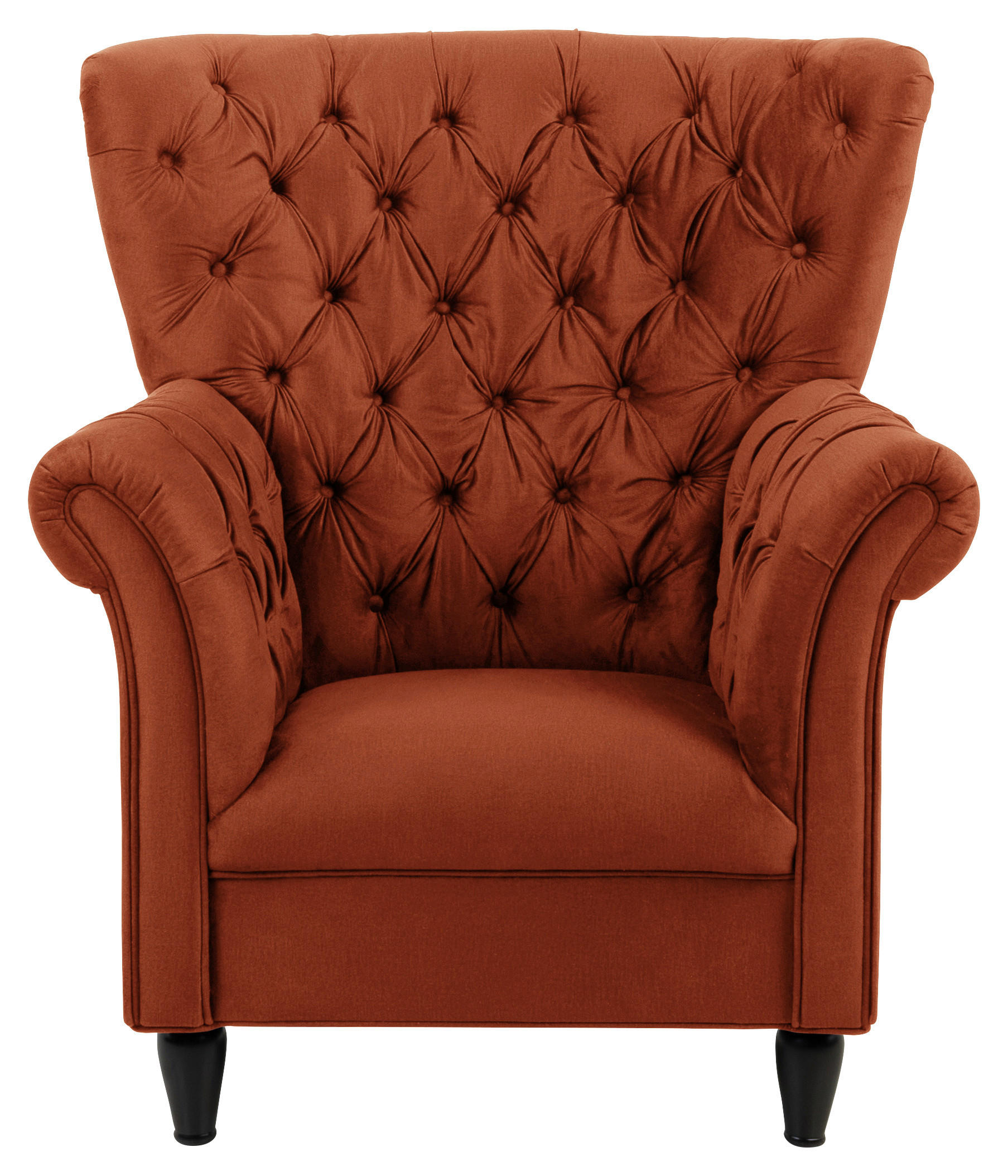FÜLES FOTEL - fekete/rozsdavörös, Design, textil/fa (96/112/86cm) - MID.YOU