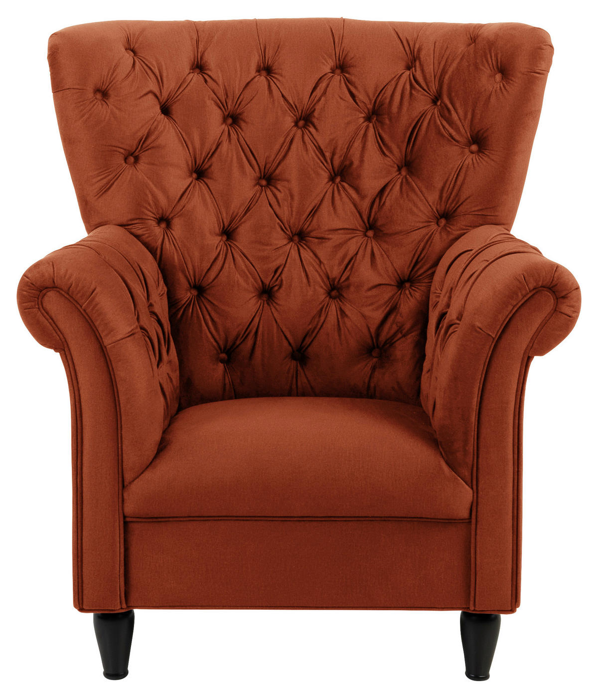 OHRENSESSEL in Velours Rostfarben  - Rostfarben/Schwarz, Design, Holz/Textil (96/112/86cm) - MID.YOU