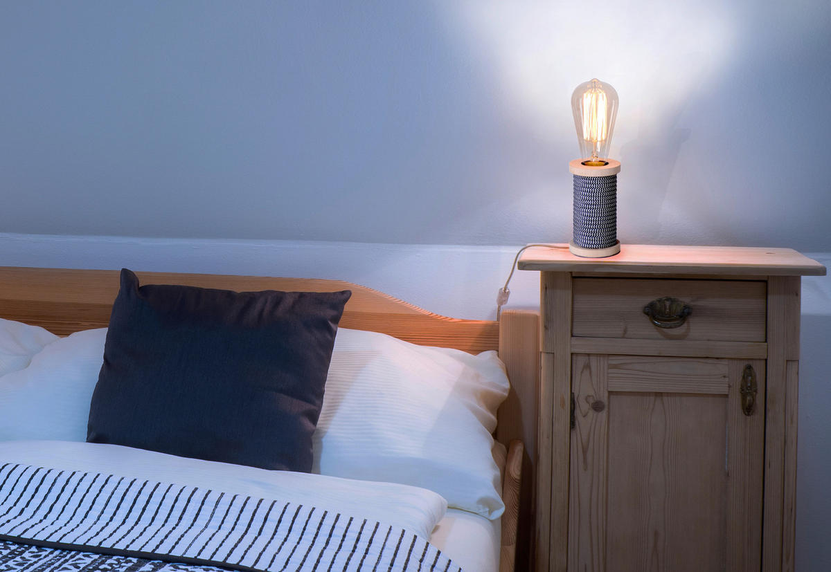 TISCHLEUCHTE 7/12 cm   - Schwarz/Naturfarben, Design, Holz/Textil (7/12cm) - Näve