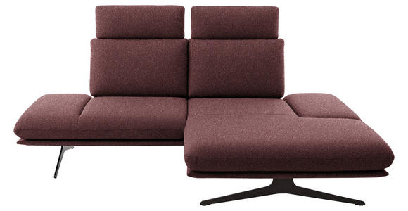 ECKSOFA  in Flachgewebe Bordeaux  234/155 cm  - Bordeaux/Schwarz, Design, Textil/Metall (234/155cm) - Dieter Knoll