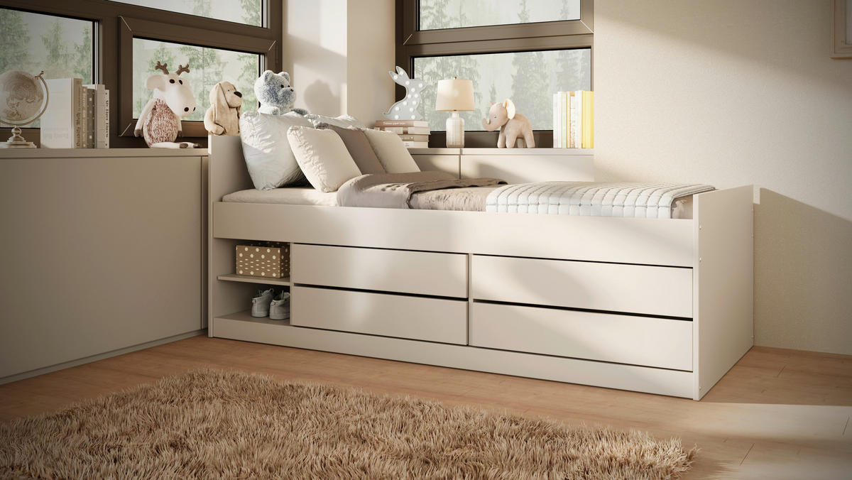 KINDER-/JUNIORBETT - Birkefarben/Weiß, MODERN, Holz/Holzwerkstoff (90/200cm) - MID.YOU