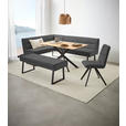 ECKBANK 159/217 cm Webstoff Schwarz, Dunkelgrau   - Dunkelgrau/Schwarz, Design, Textil/Metall (159/217cm) - Novel