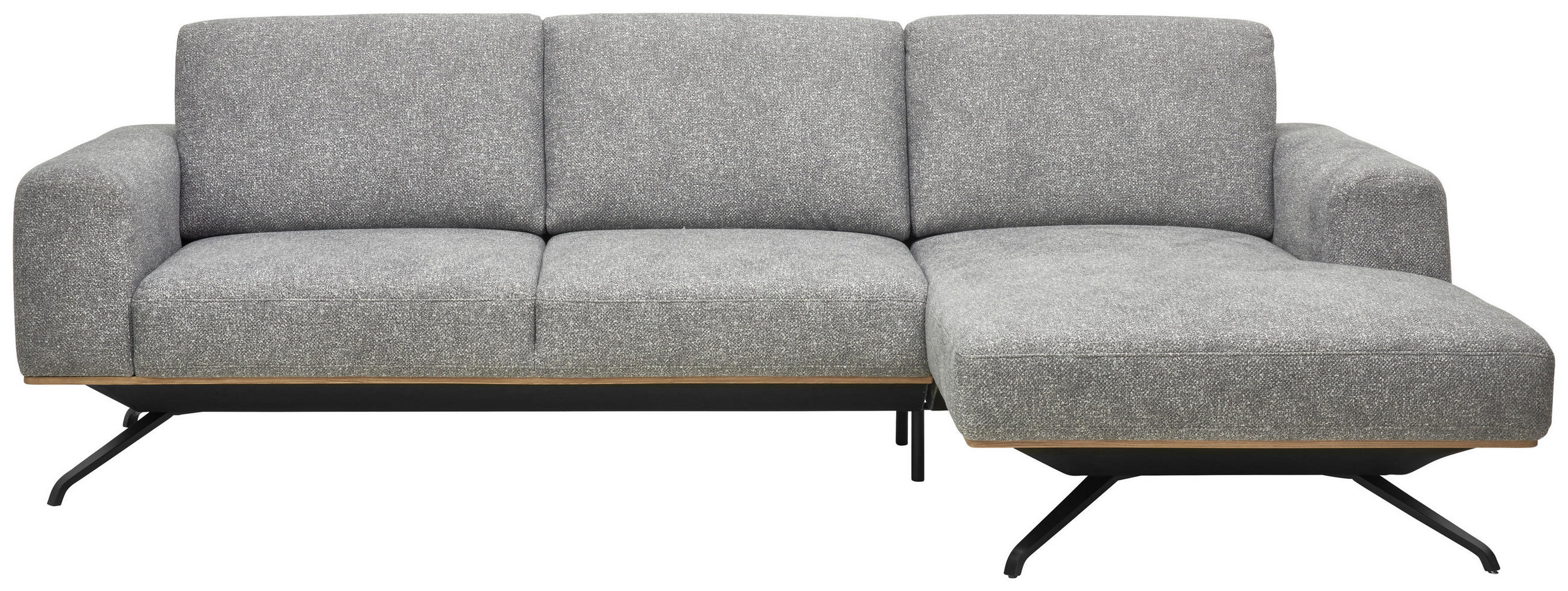 ECKSOFA in Struktur Grau  - Schwarz/Grau, Design, Textil/Metall (262/157cm) - Novel