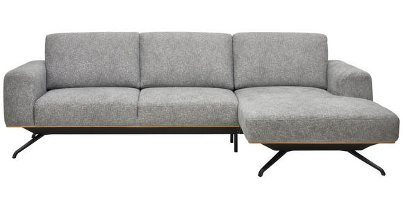 ECKSOFA in Struktur Grau 262/157 cm - Schwarz/Grau, Design, Textil/Metall (262/157cm) - Novel