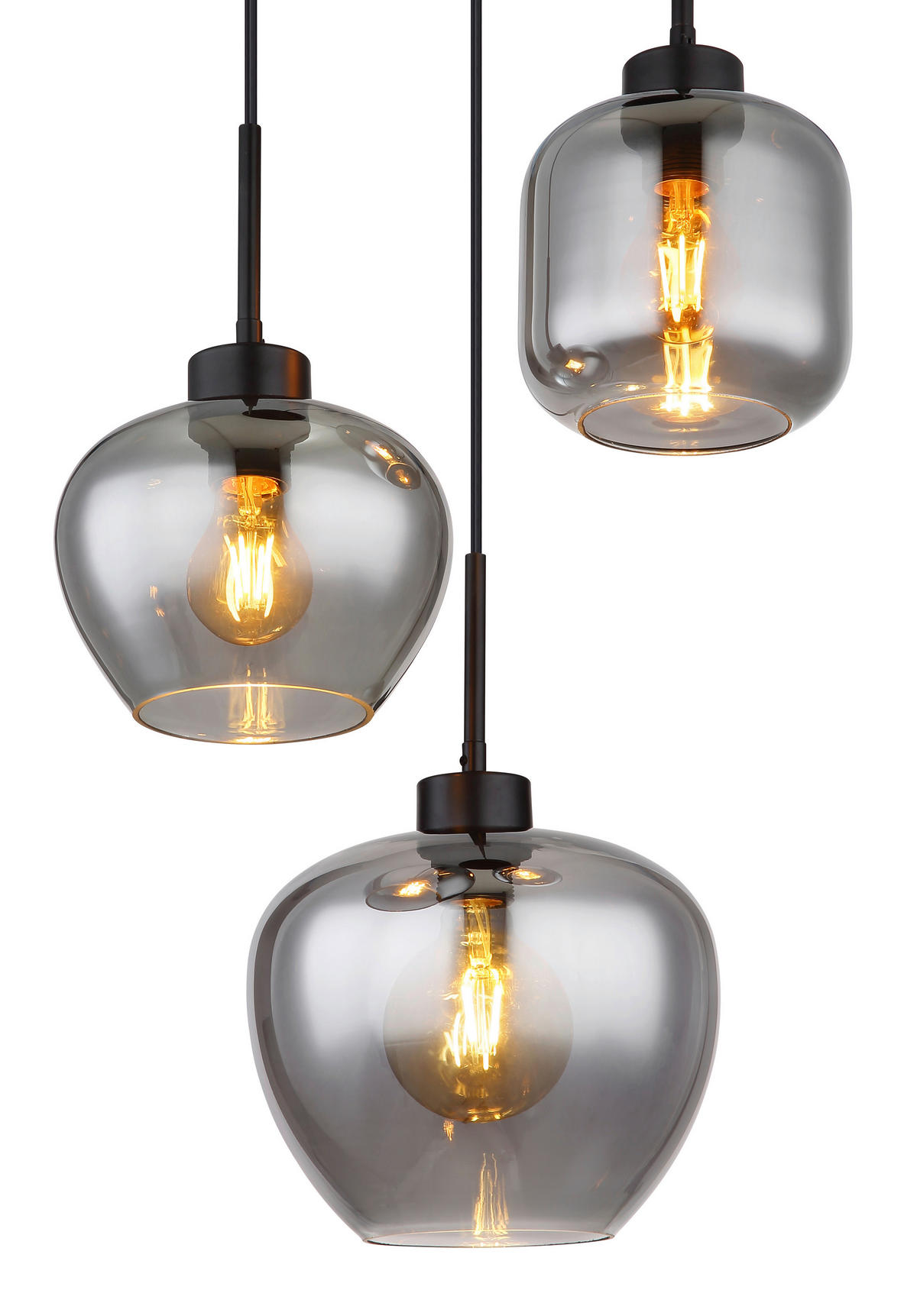 HÄNGELEUCHTE 38/120 cm  - Schwarz, Design, Glas/Kunststoff (38/120cm) - Globo