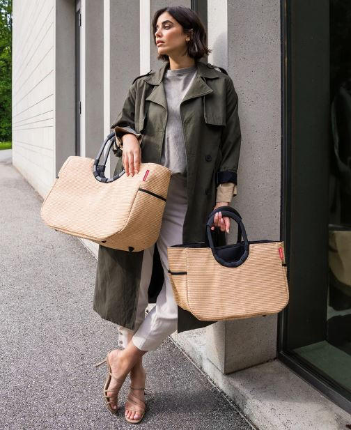 EINKAUFSTASCHE - Beige/Schwarz, Basics, Textil (46/34,5/25cm) - Reisenthel