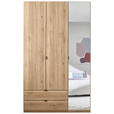 DREHTÜRENSCHRANK 135,4/225,5/57 cm 3-türig Eichefarben  - Eichefarben/Schwarz, MODERN, Glas/Holzwerkstoff (135,4/225,5/57cm) - Xora
