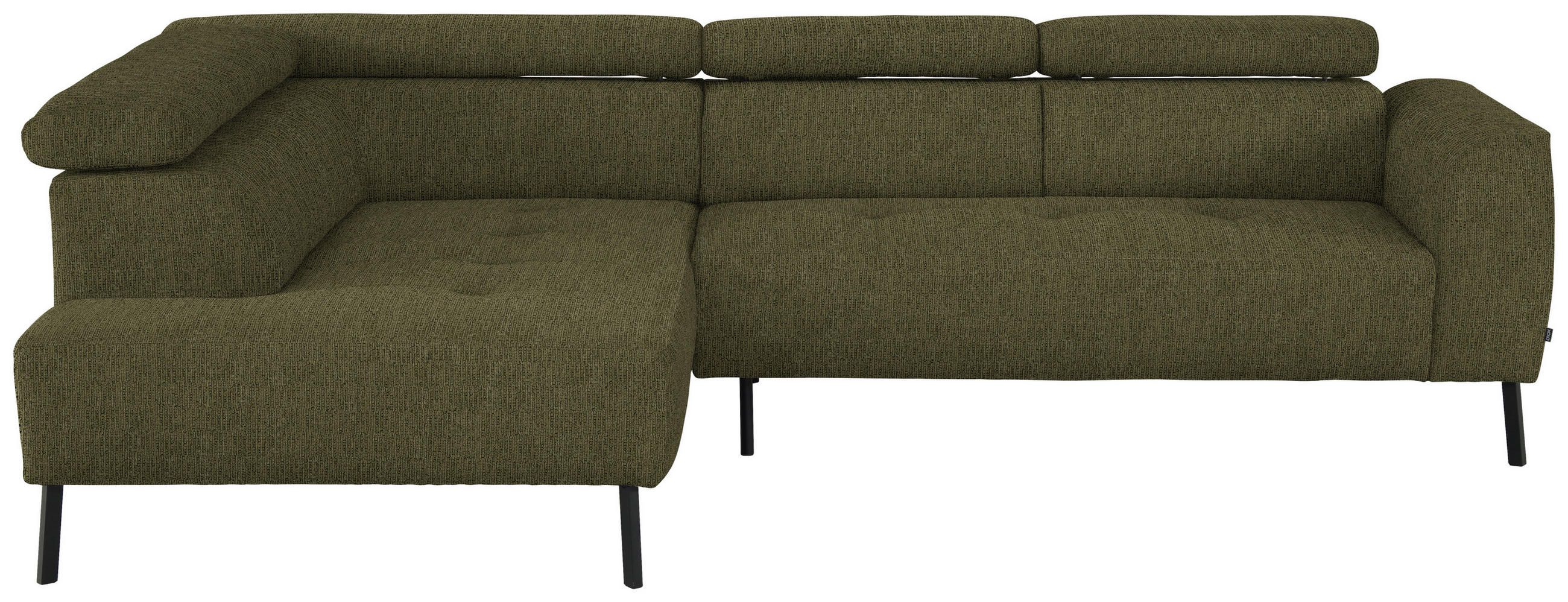 ECKSOFA in Webstoff Olivgrün  205/280 cm  - Schwarz/Olivgrün, Design, Textil/Metall (205/280cm) - Xora
