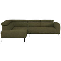 ECKSOFA in Webstoff Olivgrün  205/280 cm  - Schwarz/Olivgrün, Design, Textil/Metall (205/280cm) - Xora