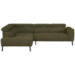 ECKSOFA in Webstoff Olivgrün  205/280 cm  - Schwarz/Olivgrün, Design, Textil/Metall (205/280cm) - Xora