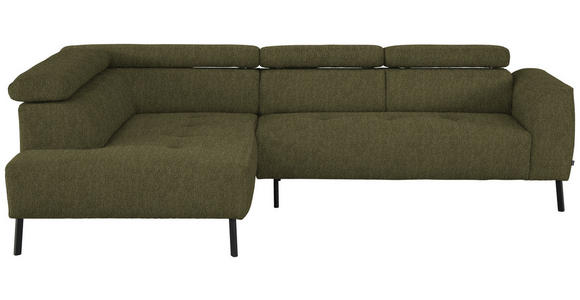 ECKSOFA in Webstoff Olivgrün 205/280 cm - Schwarz/Olivgrün, Design, Textil/Metall (205/280cm) - Xora