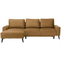ECKSOFA in Velours Goldfarben  - Goldfarben/Schwarz, KONVENTIONELL, Holz/Textil (161/260cm) - Carryhome