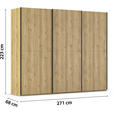 SCHWEBETÜRENSCHRANK 270/223/68 cm 3-türig Eichefarben  - Eichefarben/Schwarz, Design, Holz/Holzwerkstoff (270/223/68cm) - Novel
