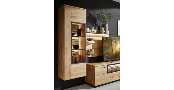 WOHNWAND  in Wildeiche  293,8/207,1/45,2 cm  - Wildeiche/Graphitfarben, Natur, Glas/Holz (293,8/207,1/45,2cm) - Valnatura