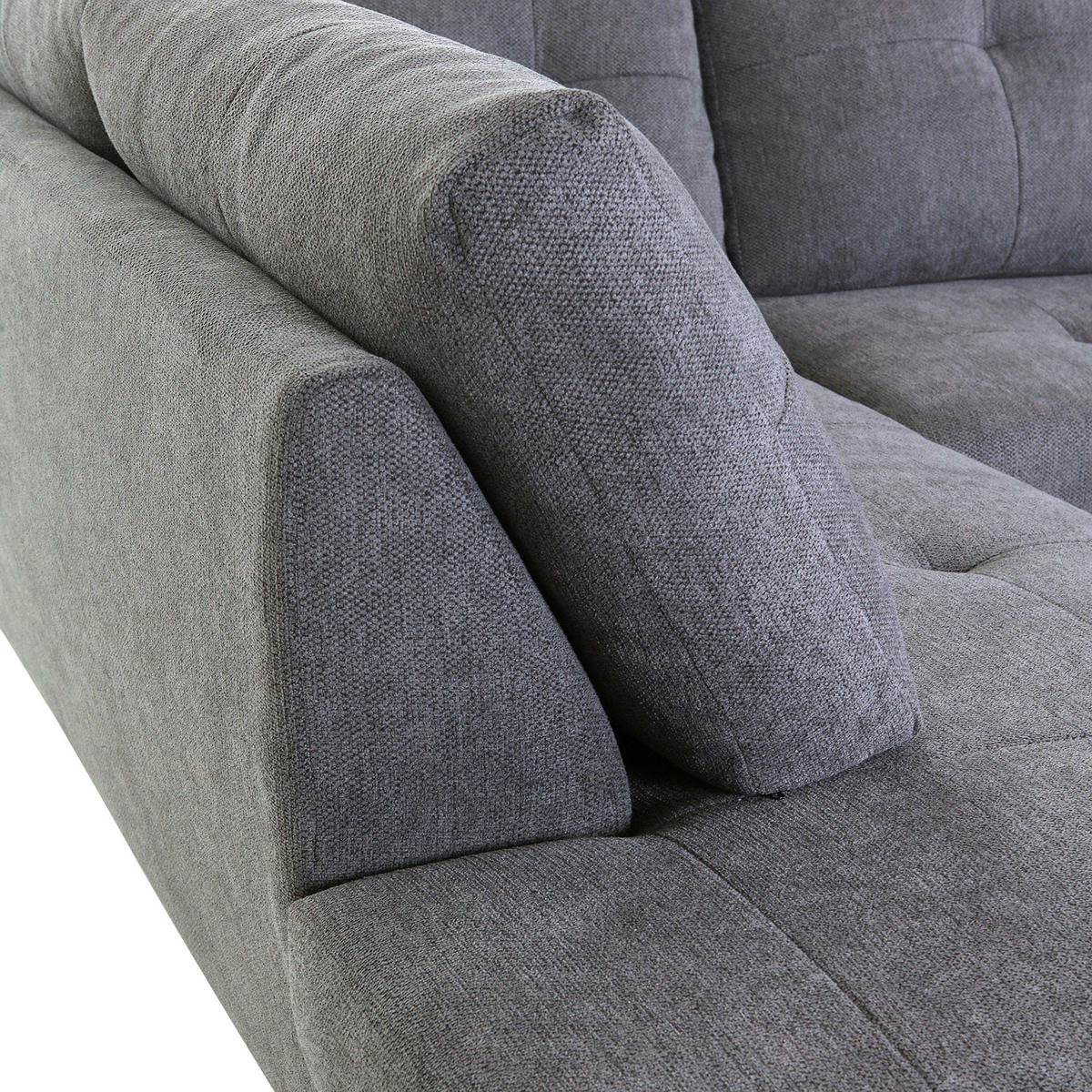 WOHNLANDSCHAFT Dunkelgrau Flachgewebe  - Chromfarben/Dunkelgrau, KONVENTIONELL, Kunststoff/Textil (217/338/180cm) - Hom`in