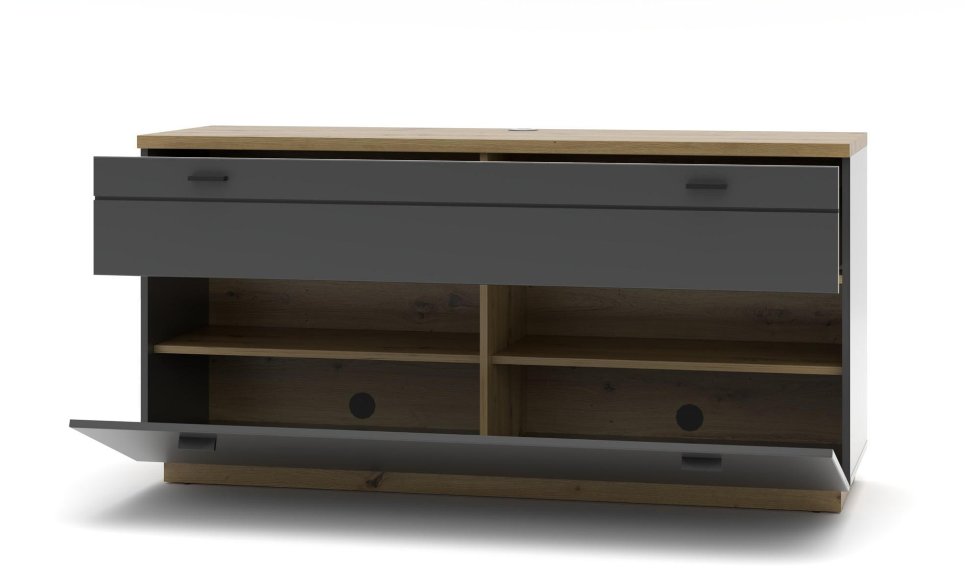 LOWBOARD  in 150/76/47 cm  - Schwarz/Graphitfarben, Design, Holzwerkstoff/Metall (150/76/47cm) - MID.YOU