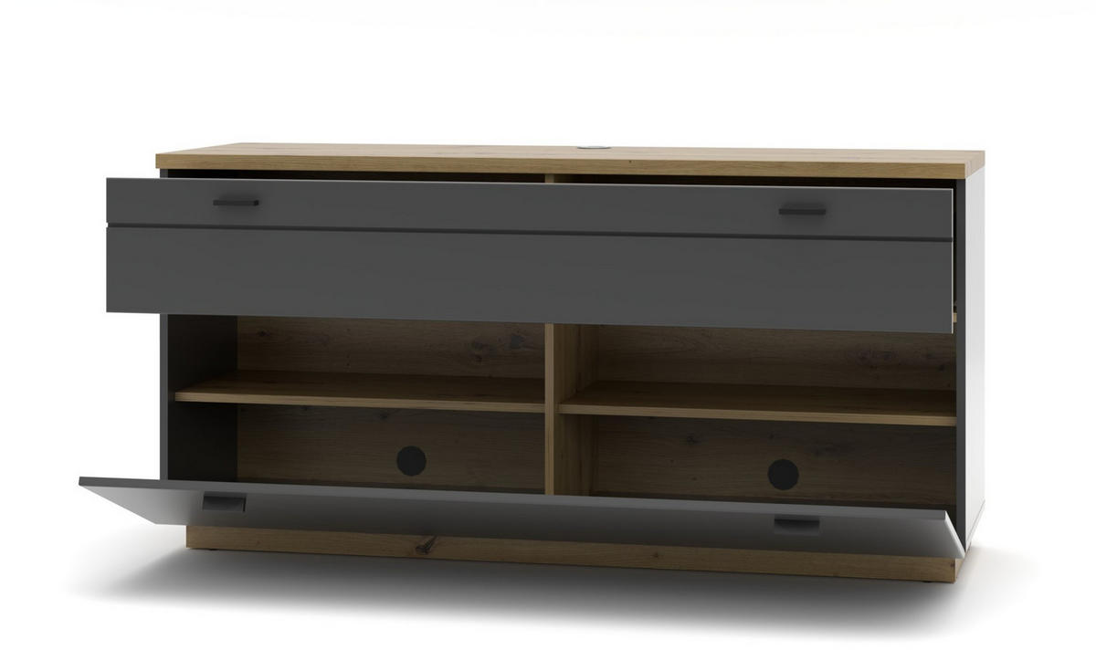 LOWBOARD  in 150/76/47 cm  - Schwarz/Graphitfarben, Design, Holzwerkstoff/Metall (150/76/47cm) - MID.YOU