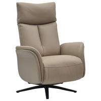 RELAXSESSEL Echtleder    - Schwarz/Grau, Design, Leder/Holz (75/109/84/148/84cm) - Livetastic