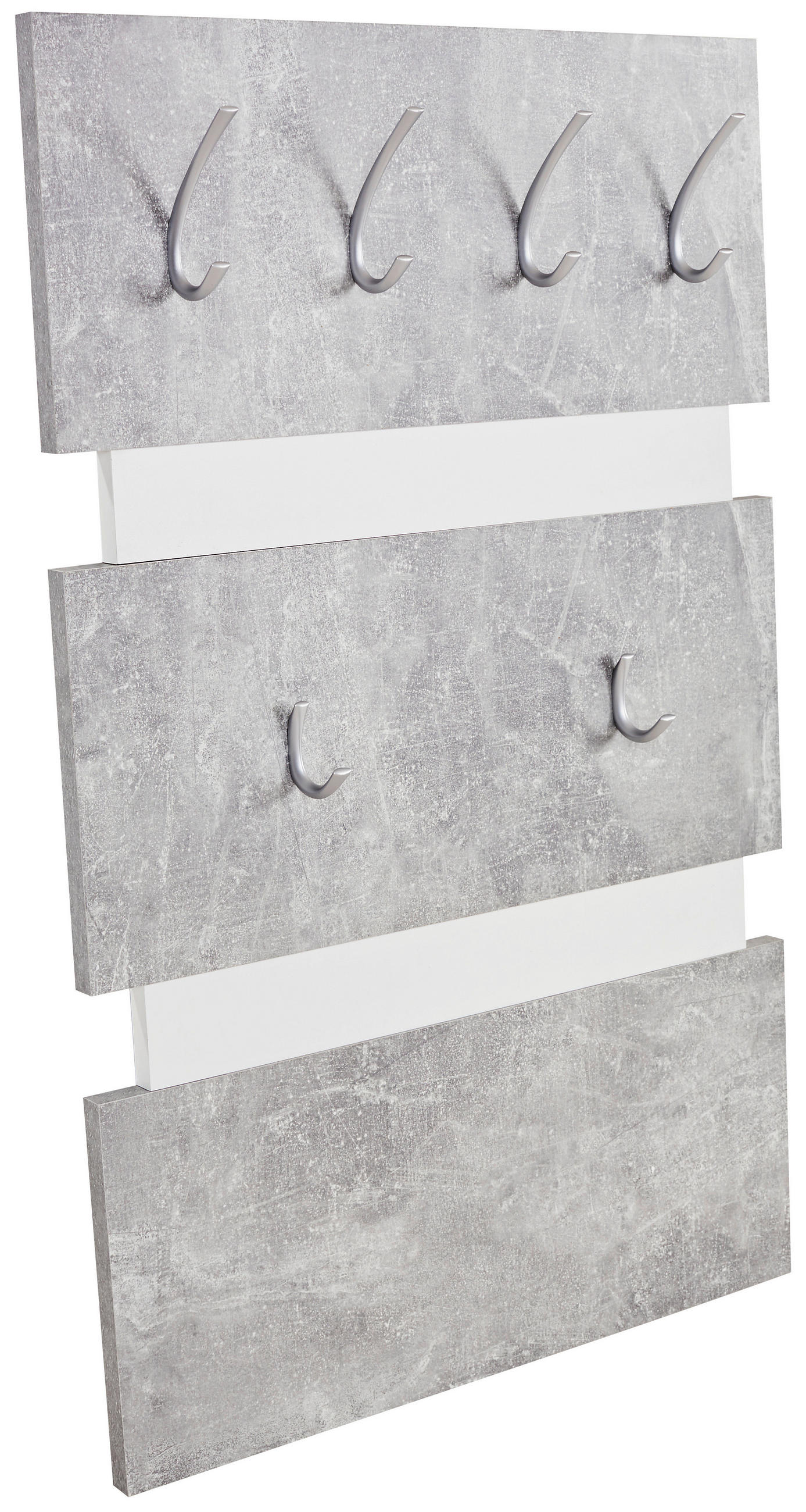 Garderobenpaneel Betonoptik/ Weiß Mit 6 Haken B: 70 Cm