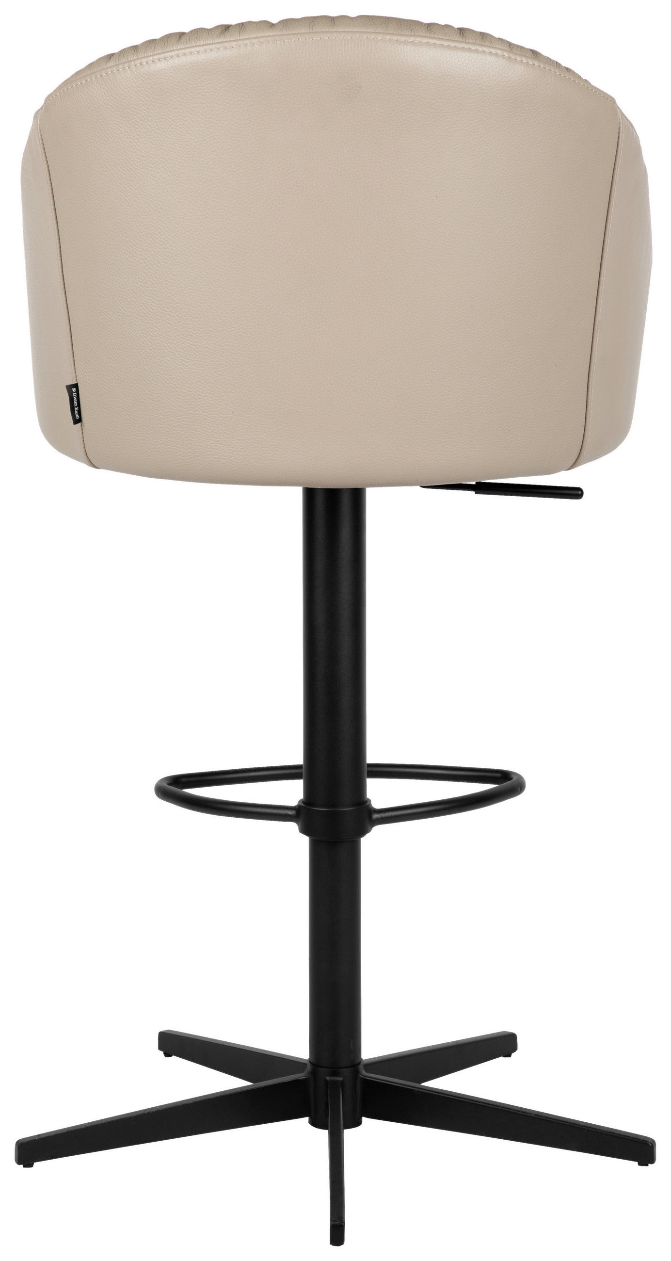 BARHOCKER Echtleder Schwarz, Taupe Eisen Sitzfläche 360° drehbar, inklusive Armlehnen, automatische Rückholfunktion  - Taupe/Schwarz, Design, Leder/Metall (57/96.5-114/58,5cm) - Dieter Knoll