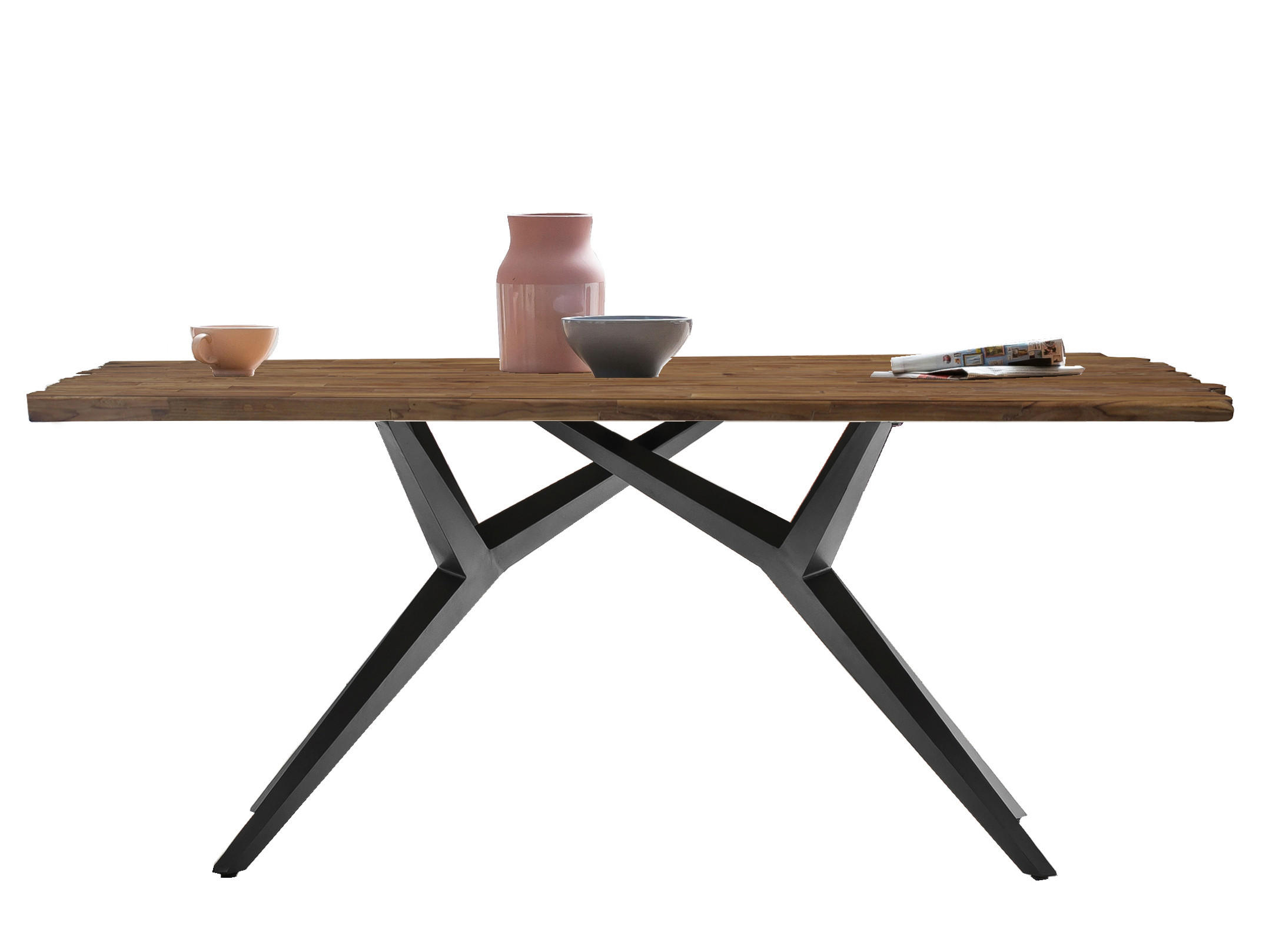 ESSTISCH 240/100/73,5 cm Echtholz  Holz, Metall rechteckig Naturfarben, Schwarz  - Schwarz/Naturfarben, MODERN, Holz/Metall (240/100/73,5cm) - MID.YOU