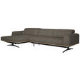 ECKSOFA  in Echtleder Graubraun  163/305 cm  - Eichefarben/Graubraun, Design, Leder/Holz (163/305cm) - Novel