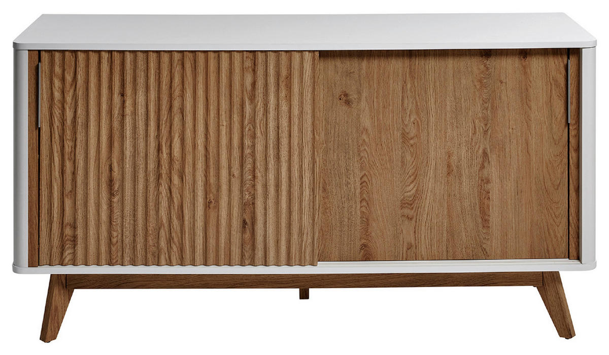 SIDEBOARD 148/76/39,8 cm  in Weiss, Eichefarben  - Weiss/Eichefarben, Modern, Holzwerkstoff/Metall (148/76/39,8cm) - MID.YOU