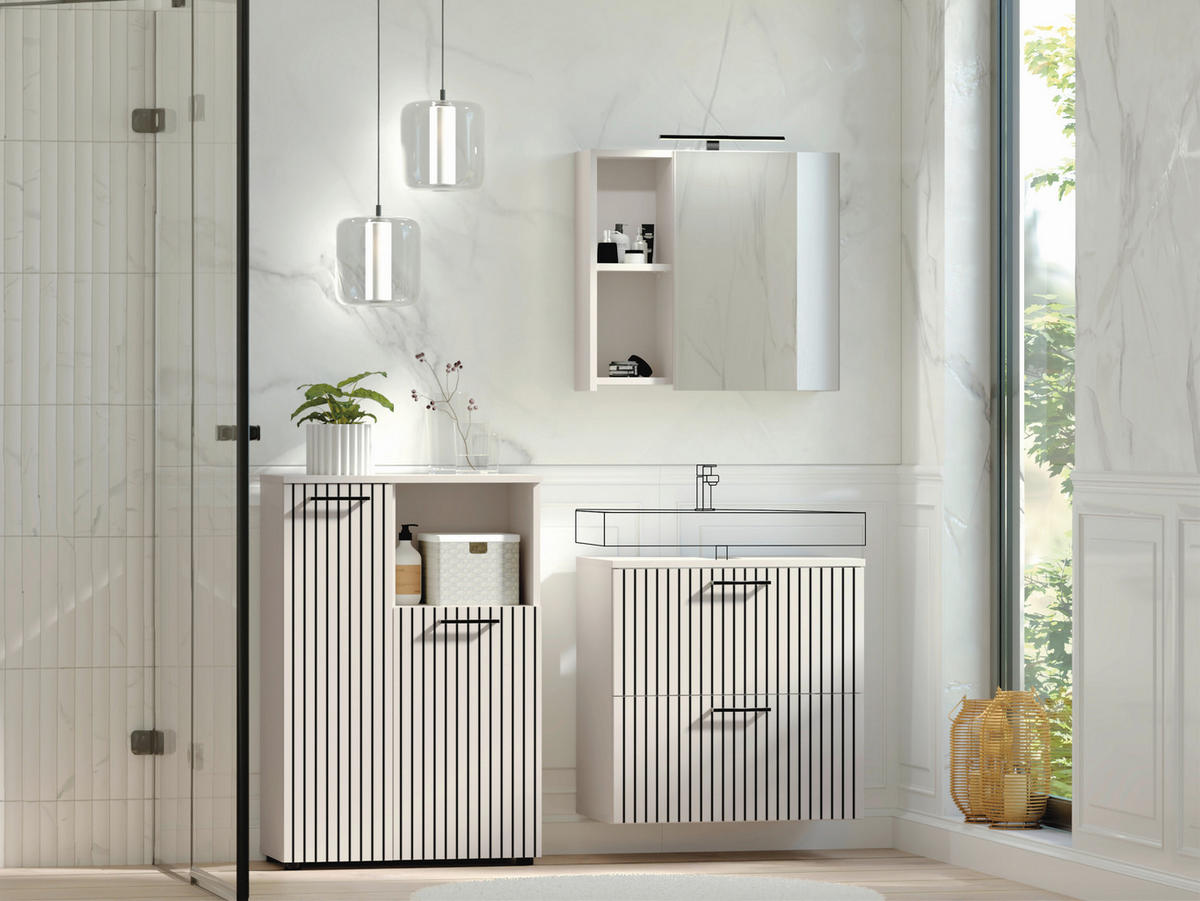 Baie 3 piese, 135 cm - cașmir/negru, Trend, sticlă/metal (135cm) - Respekta